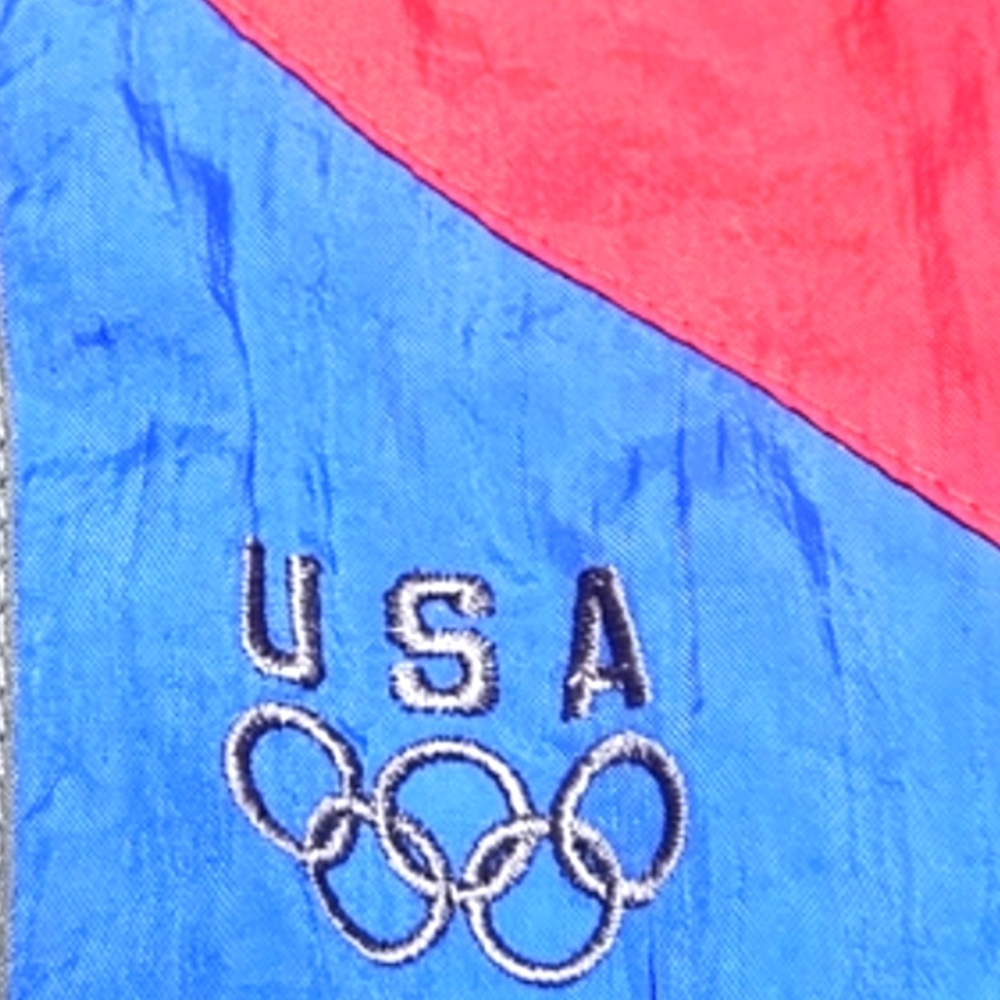 Red and Blue Windbreaker Jacket with Retro Design